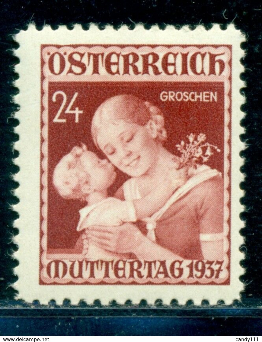 1937 Mother's Day, Child Congratulates Mother, Flowers, Austria, Mi. 638, MNH - Fête Des Mères