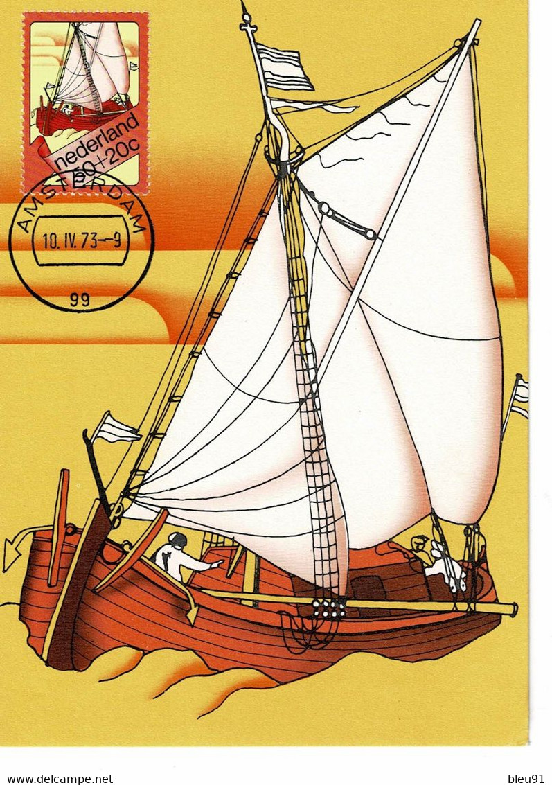 CARTE MAXIMUM PAYS BAS 1973 BATEAUX BOATS BOOTE - Maximumkarten (MC)