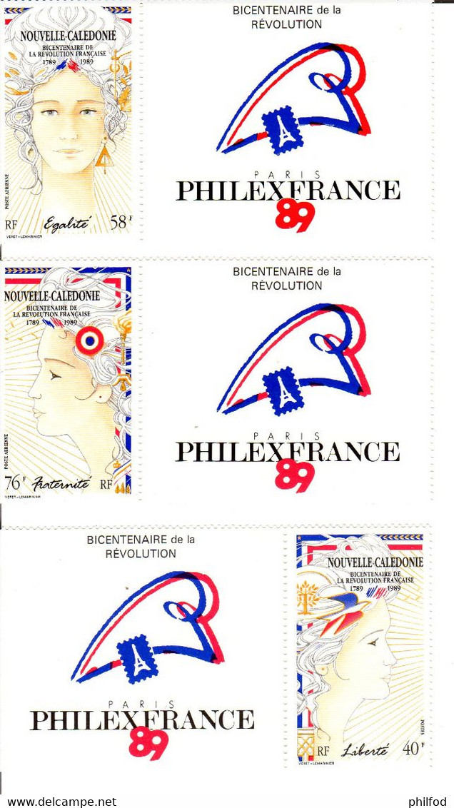 1989 - Expo PHILEXFRANCE 89 - 3 Timbres Bicentenaire Révolution Française - Ungebraucht