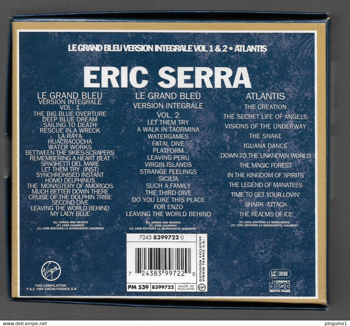 Eric Serra Coffret 3 Compact Discs Le Grand Bleu 1 & 2 & Atlantis - Strumentali