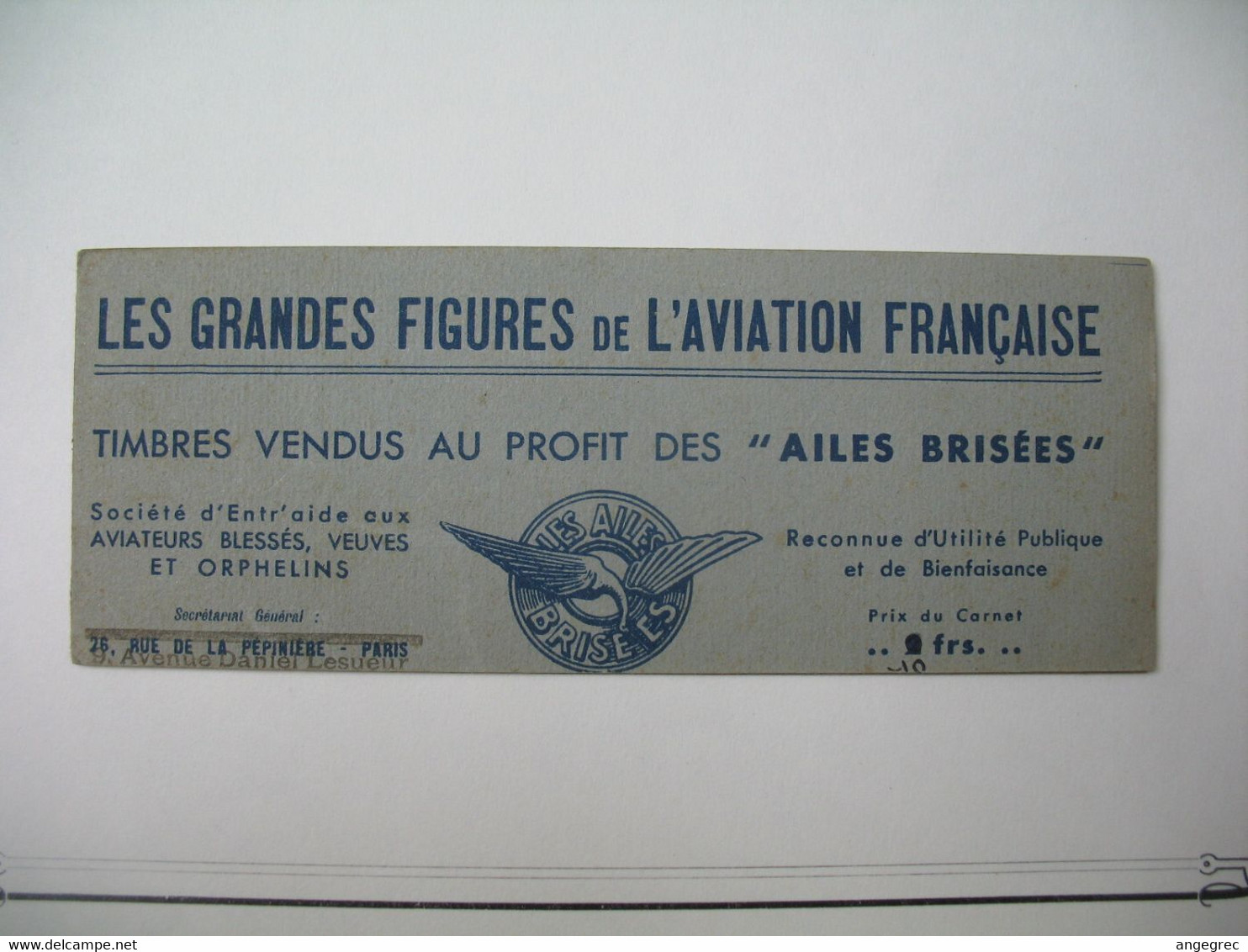 Vignette Carnet Complet Les Grandes Figures De L'Aviation Française Ailes Brisées De BLERIOT à PAULMAN Neuf** RARE TTBE - Aviation