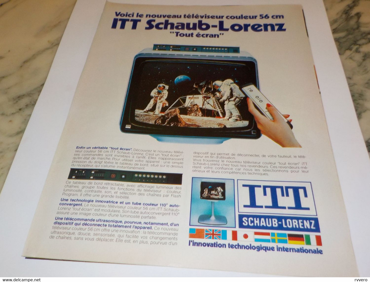 ANCIENNE  PUBLICITE SUR LA LUNE ITT SCHAUB-LORENZ  1978 - Televisione