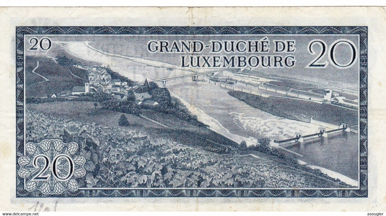 LUXEMBOURG 20 Francs 1966 VF P-54a "free Shipping Via Regular Air Mail (buyer Risk) - Luxembourg