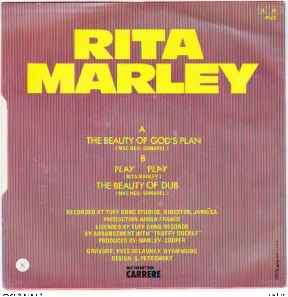 SP 45 TOURS RITA MARLEY THE BEAUTY OF GOD'S PLAN CARRERE 1980 - Reggae