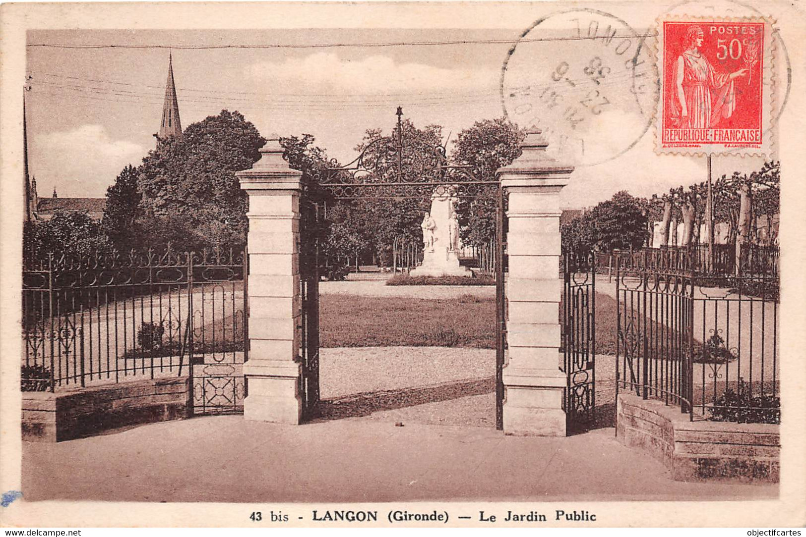 33 LANGON  Le Jardin Public   (scan Recto-verso) Ref 1000 - Langon