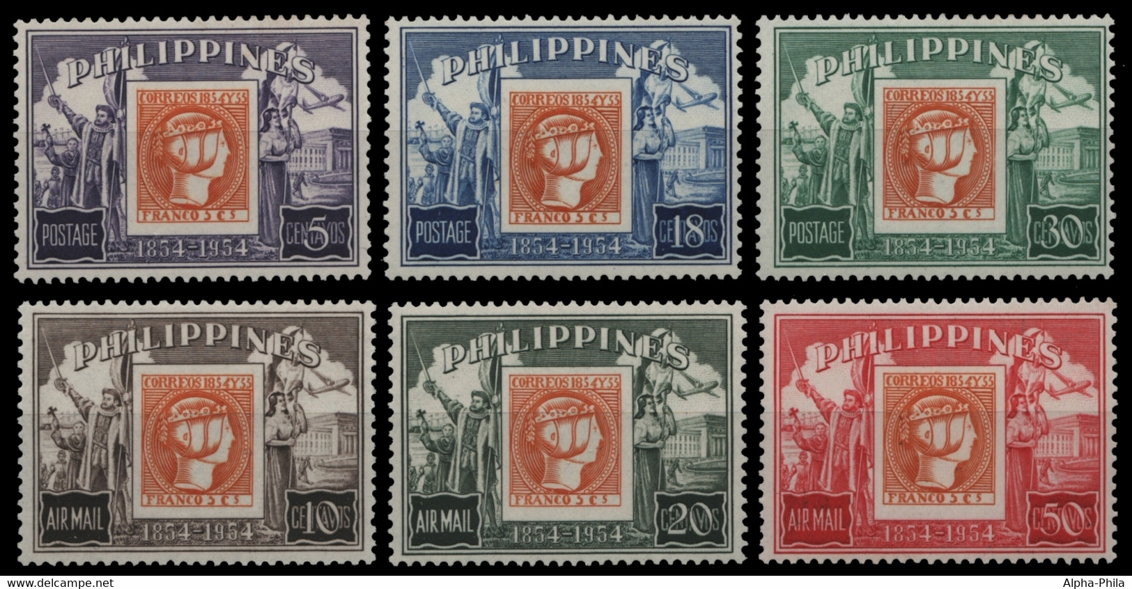 Philippinen 1954 - Mi-Nr. 575-580 ** - MNH - Marke Auf Marke - Filippine