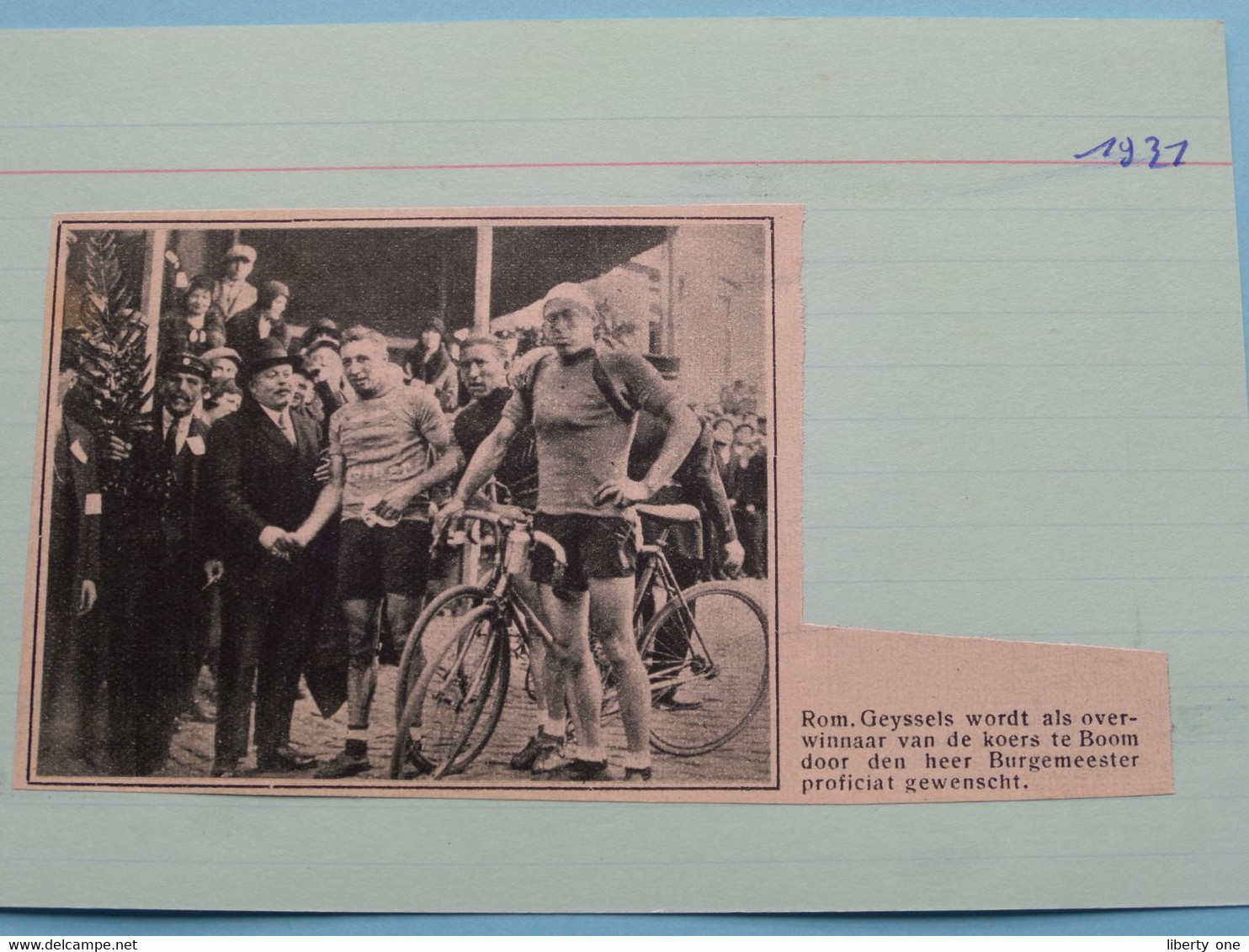 Rom. GEYSSELS Winnaar Van De Koers Te BOOM Met Den BURGEMEESTER : 1931 ( Zie Foto Voor Detail ) KRANTENARTIKEL ! - Cyclisme