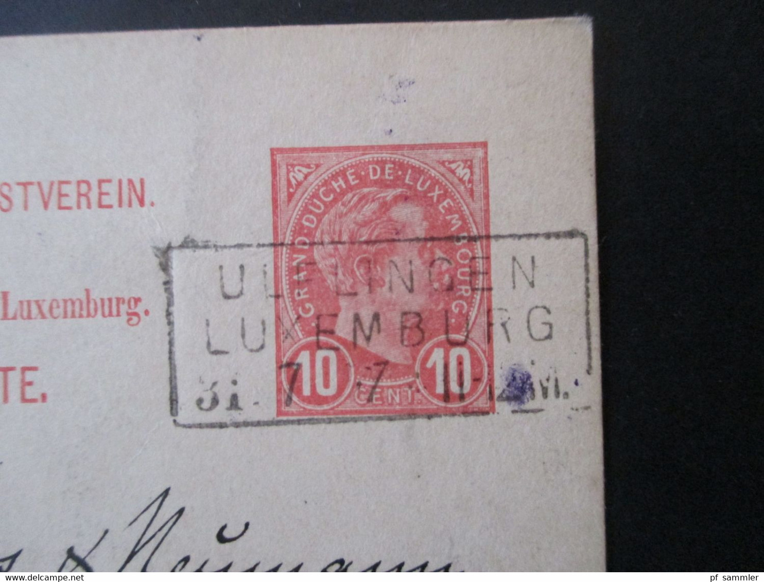 Luxemburg 1897 Ganzsache Weltpostverein Stempel Ra3 Ulflingen Luxemburg Nach Köln Gesendet U. Weitergeleitet Nach Nippes - Postwaardestukken