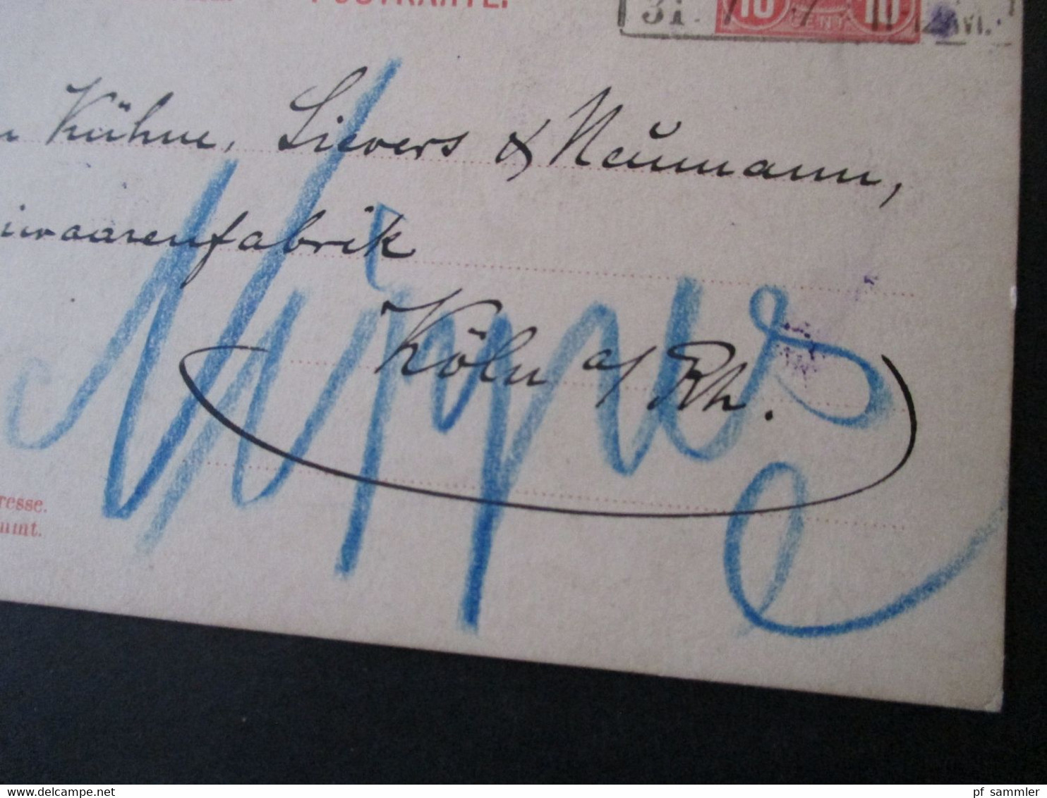 Luxemburg 1897 Ganzsache Weltpostverein Stempel Ra3 Ulflingen Luxemburg Nach Köln Gesendet U. Weitergeleitet Nach Nippes - Postwaardestukken