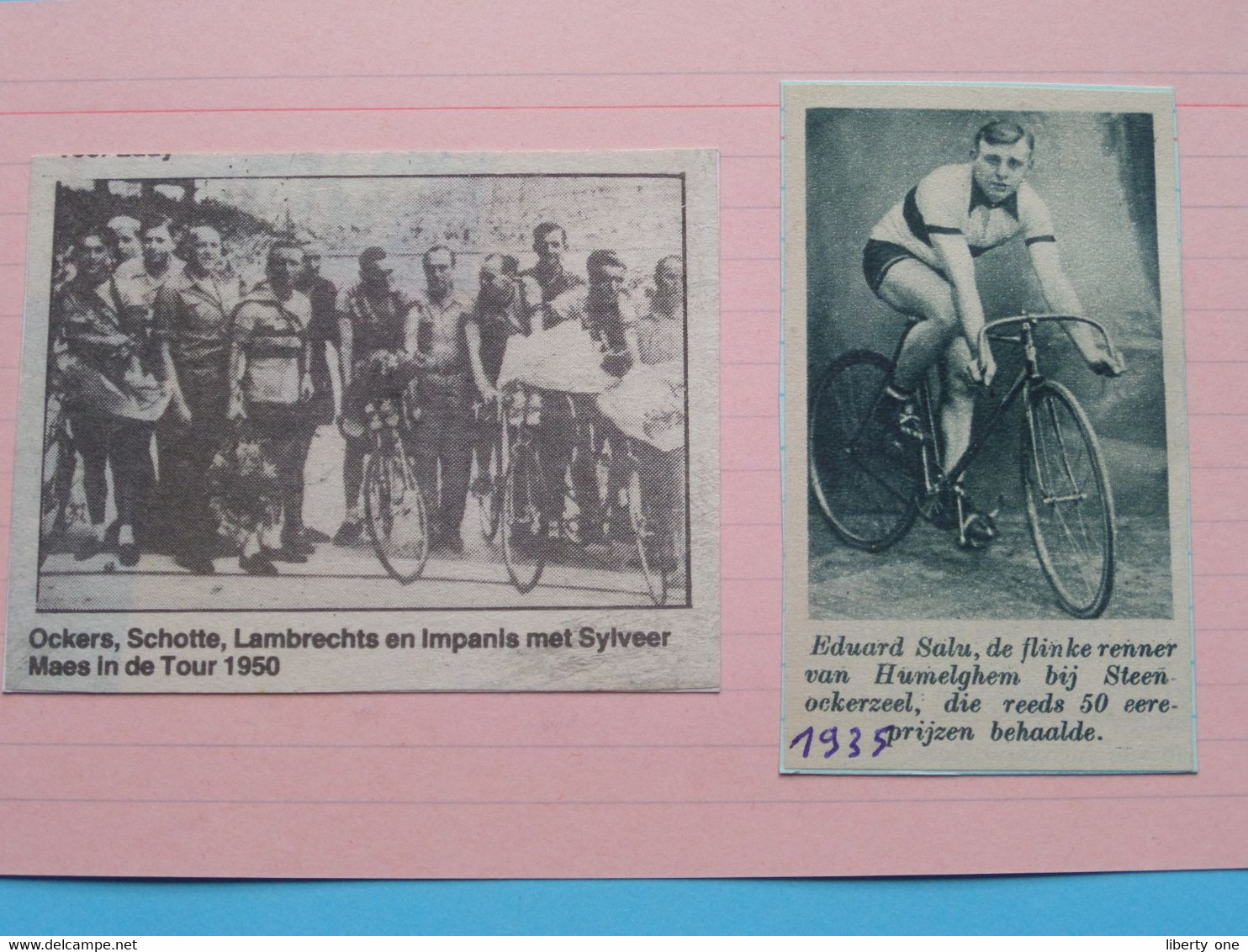 EDUARD SALU Van HUMELGHEM (1935) En OCKERS, SCHOTTE De Tour 1950 ( Zie Foto Voor Detail ) KRANTENARTIKEL ! - Cyclisme