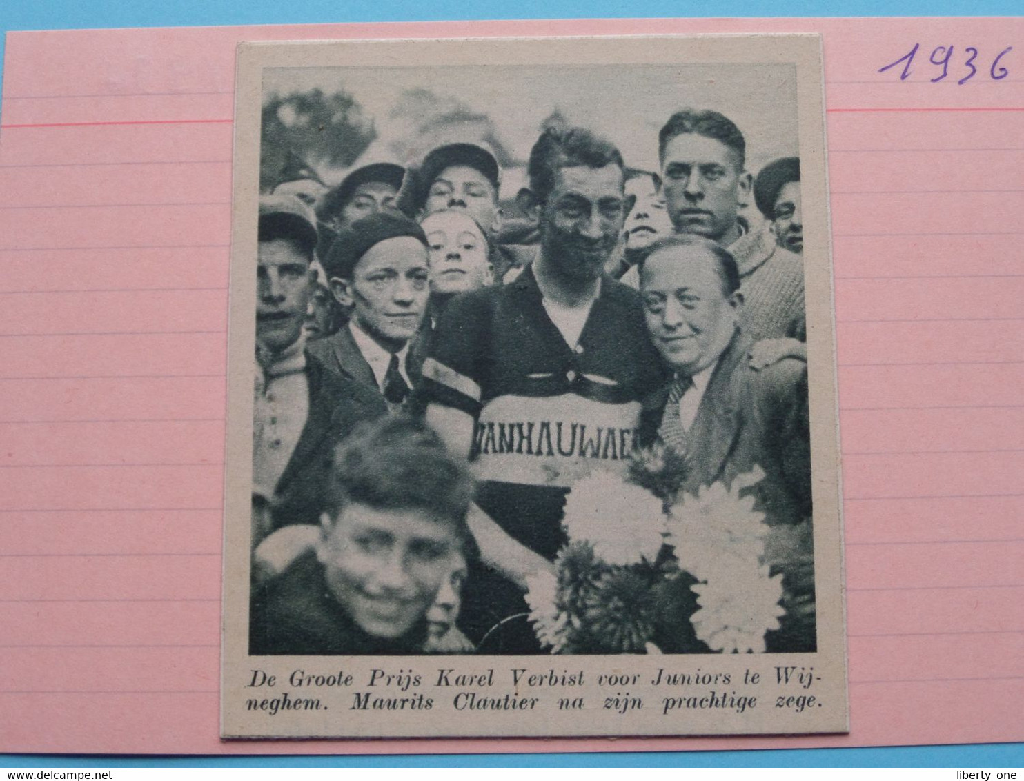 Groote Prijs KAREL VERBIST Voor Junior Te WIJNEGHEM : Maurits CLAUTIER : 1936 ( Zie Foto Voor Detail ) KRANTENARTIKEL ! - Cyclisme