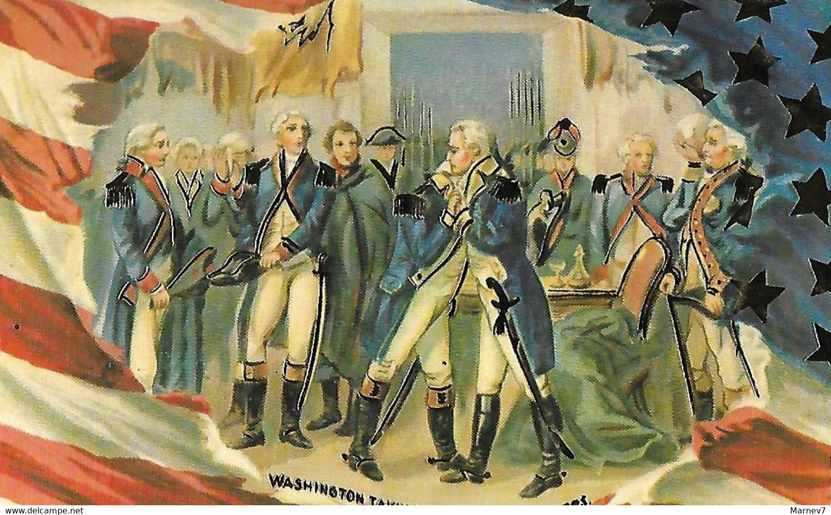 WASHINGTON En Conférence Avec Ses Officiers - Guerre D'Independence Independance - Carte Postale Gaufrée - Présidents