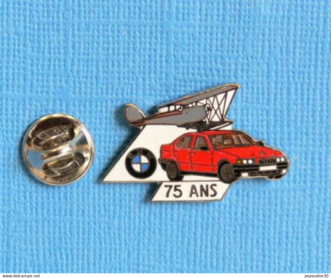 1 PIN'S //  ** AVION BIPLAN / BMW 75 ANS ** . (BMW / Démons & Merveilles) - BMW