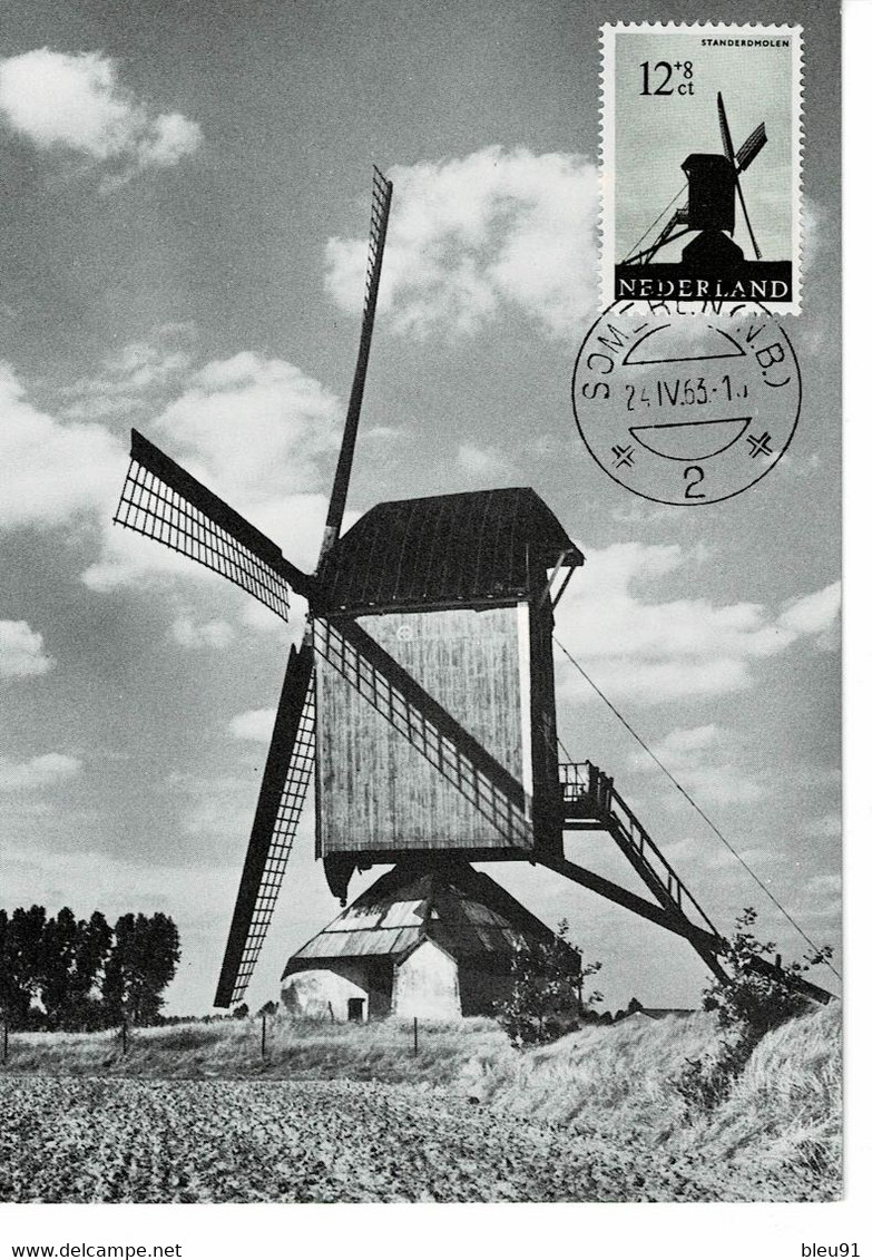 CARTE MAXIMUM PAYS BAS 1963 MOULINS A VENT WIND MILLS WINDMÜHLEN - Cartoline Maximum