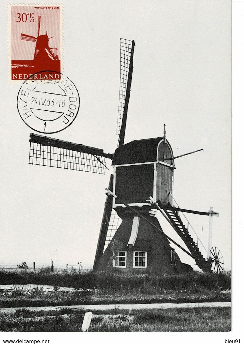 CARTE MAXIMUM PAYS BAS 1963 MOULINS A VENT WIND MILLS WINDMÜHLEN - Cartoline Maximum