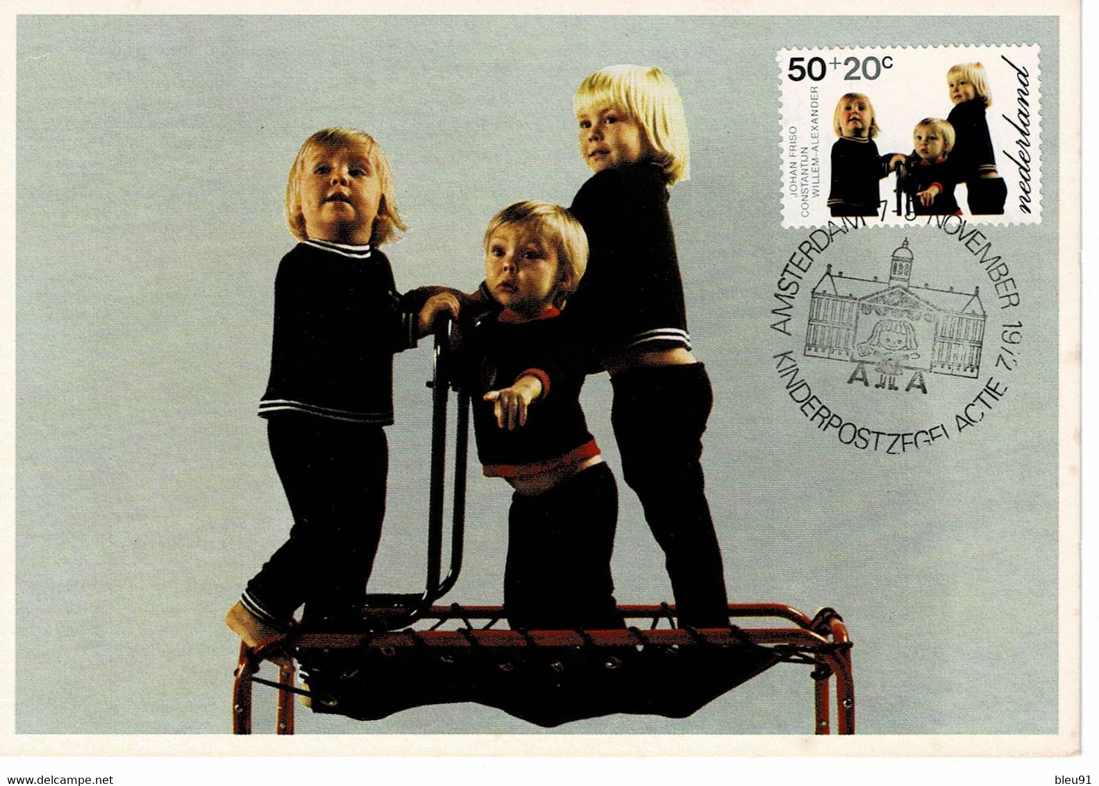 CARTE MAXIMUM PAYS BAS 1972 AIDE A L'ENFANCE  CHILD CARE - Cartoline Maximum