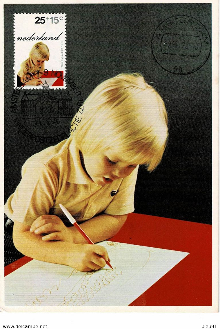 CARTE MAXIMUM PAYS BAS 1972 AIDE A L'ENFANCE  CHILD CARE - Cartoline Maximum