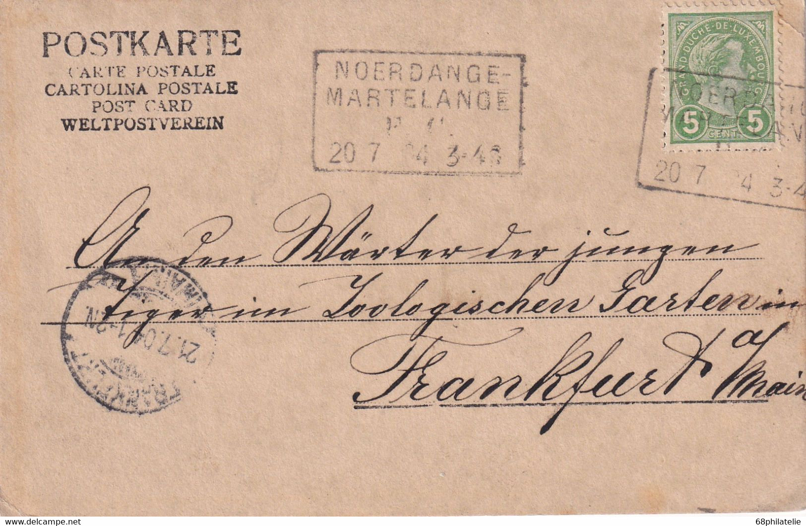 LUXEMBOURG 1904 CARTE AVEC PHOTO CACHET FERROVIAIRE NOERDANGE-MARTELANGE - 1895 Adolphe Right-hand Side