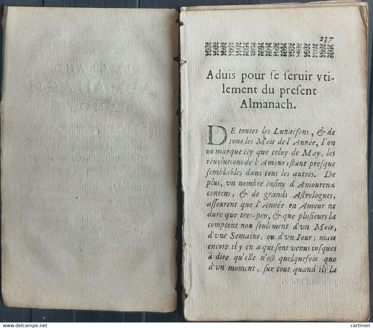 LIVRE ANCIEN ALMANACH ET POESIE AMOUREUSE EMBLEMES 17° LE GRAND ALMANACH D'AMOUR - Jusque 1700