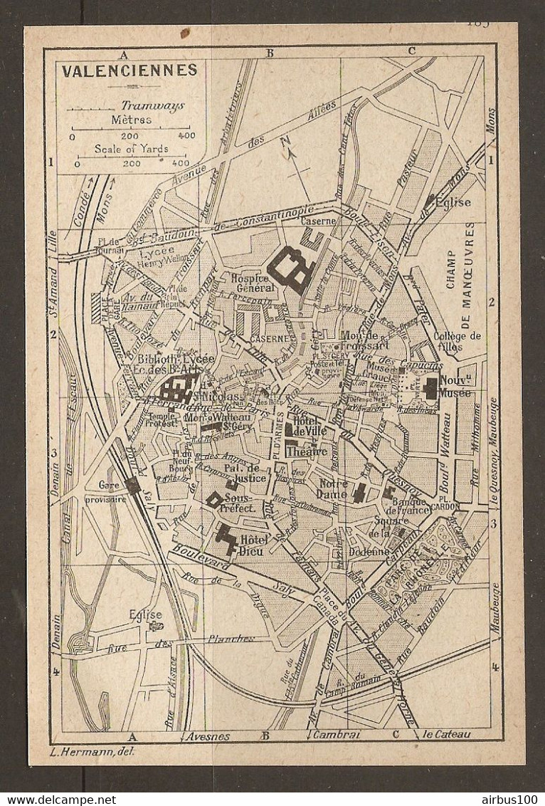 CARTE PLAN 1920 - VALENCIENNES - CHAMP De MANOEUVRES - THÉATRE - CASERNE - HOSPICE - Topographical Maps