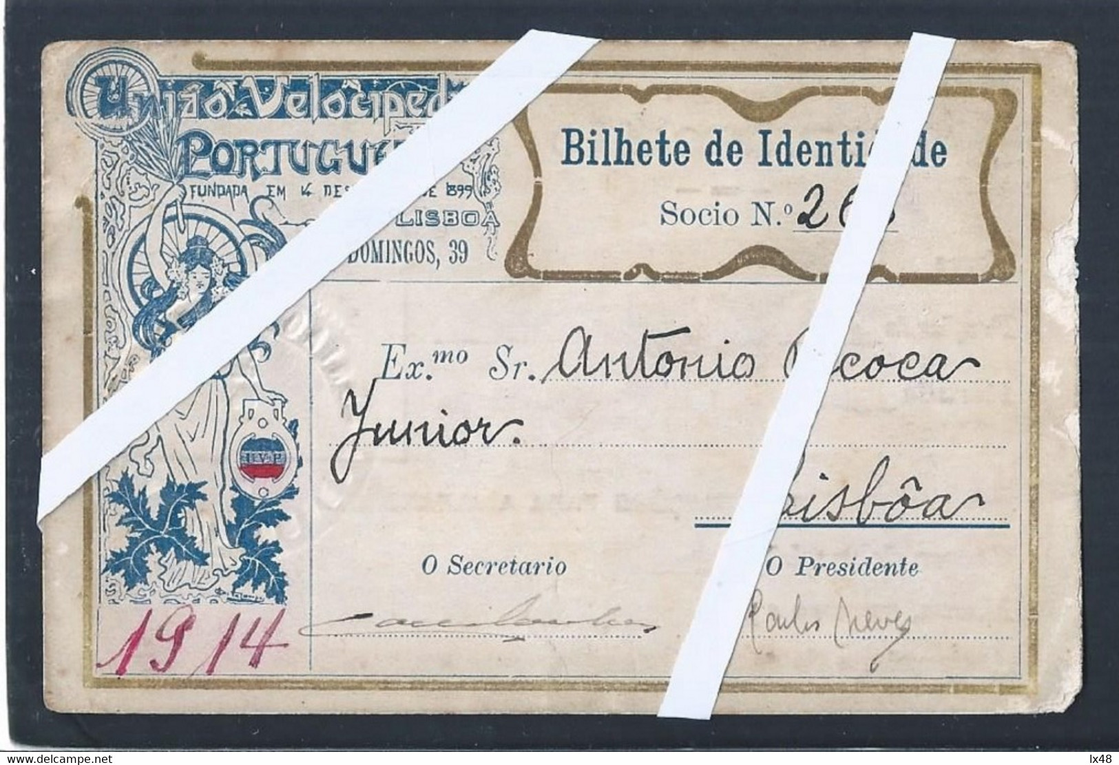 Cycling. Cycling Federation. Portuguese Velocipédica Union. Card Rider In 1914. Radfahren. Federated Card Rider 1914. - Deportes