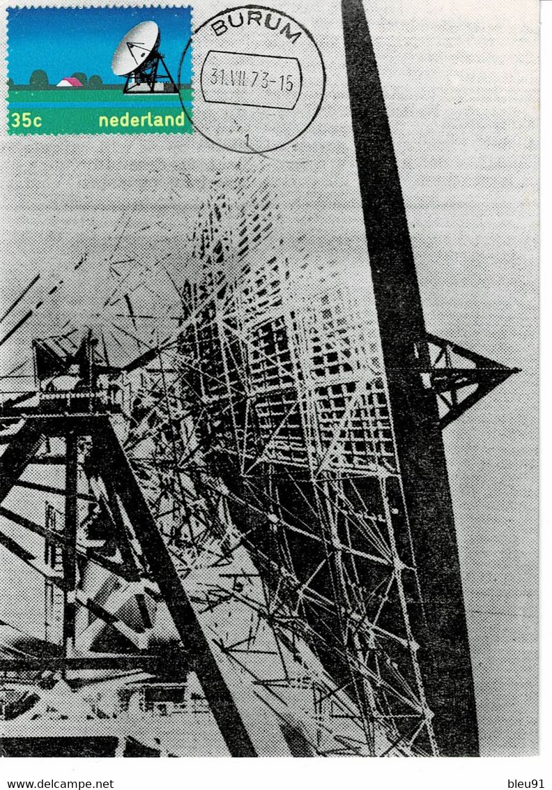 CARTE MAXIMUM PAYS BAS 1973 Inauguration Of Satellite Receiving Station At Burum - Cartoline Maximum