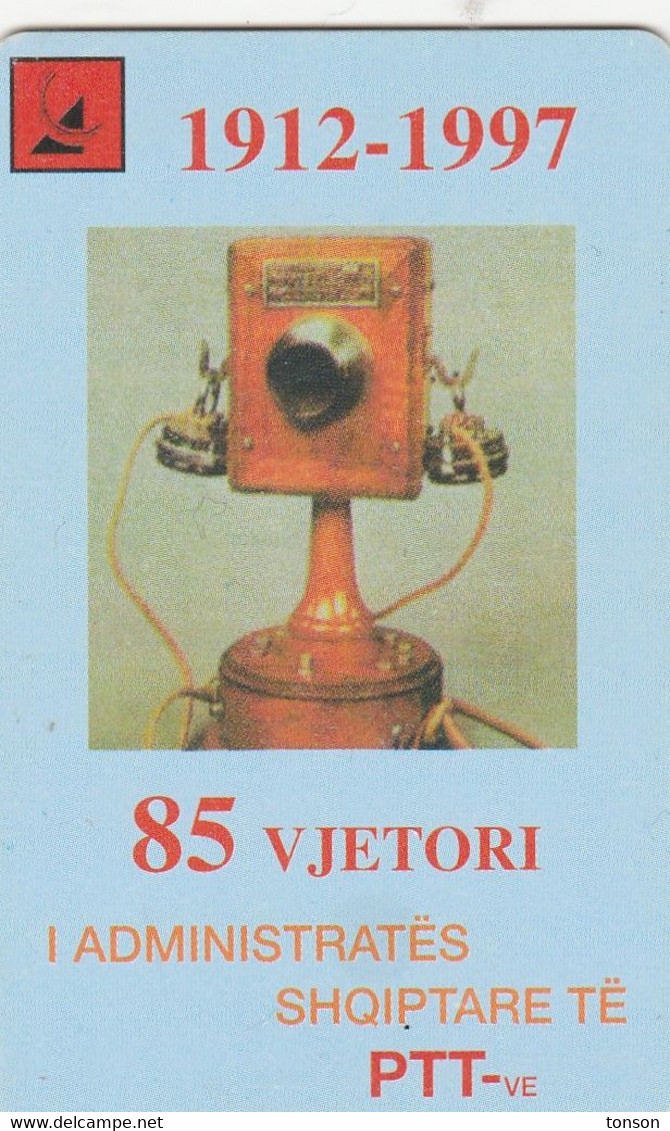 Albania, ALB-18, 50 Imp., 85 Years Ptt , Stamps And Old Telephone, 12.1997, 2 Scans - Albania