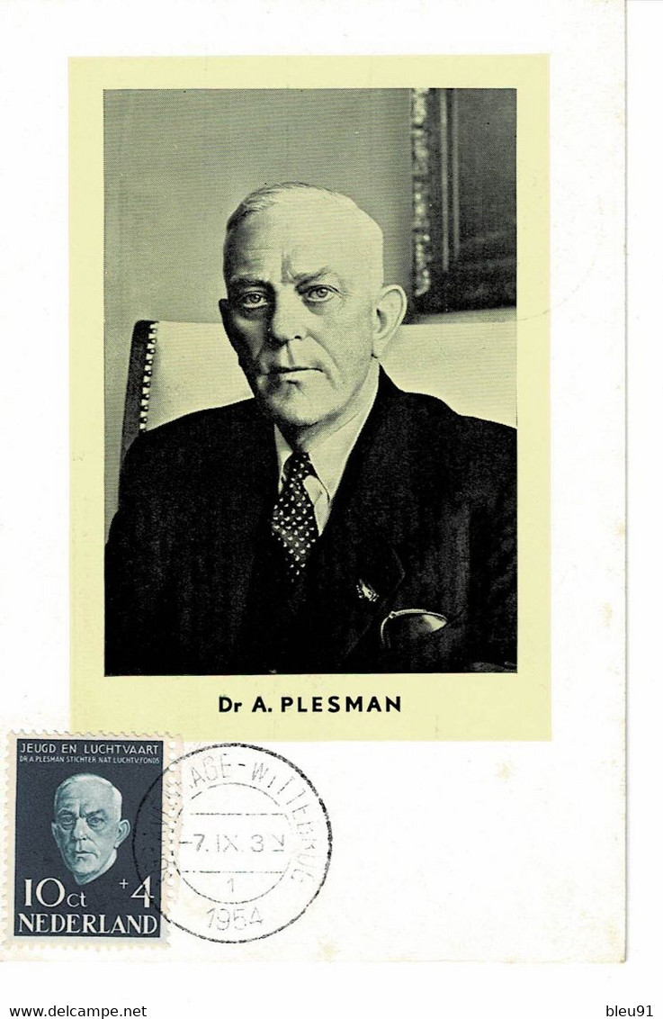 CARTE MAXIMUM PAYS BAS 1954 Dr. A. PLESMAN - Maximumkaarten