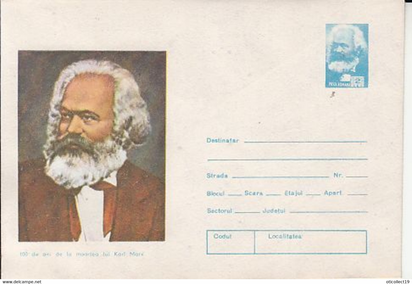 FAMOUS PEOPLE, KARL MARX, COVER STATIONERY, 1983, ROMANIA - Karl Marx