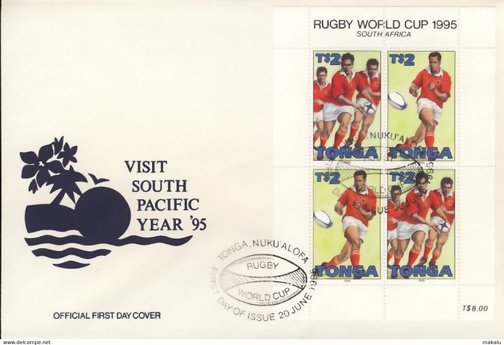 Rugby Tonga FDC 1995- World >Cup 1995 - Coupe Du Monde - Rugby