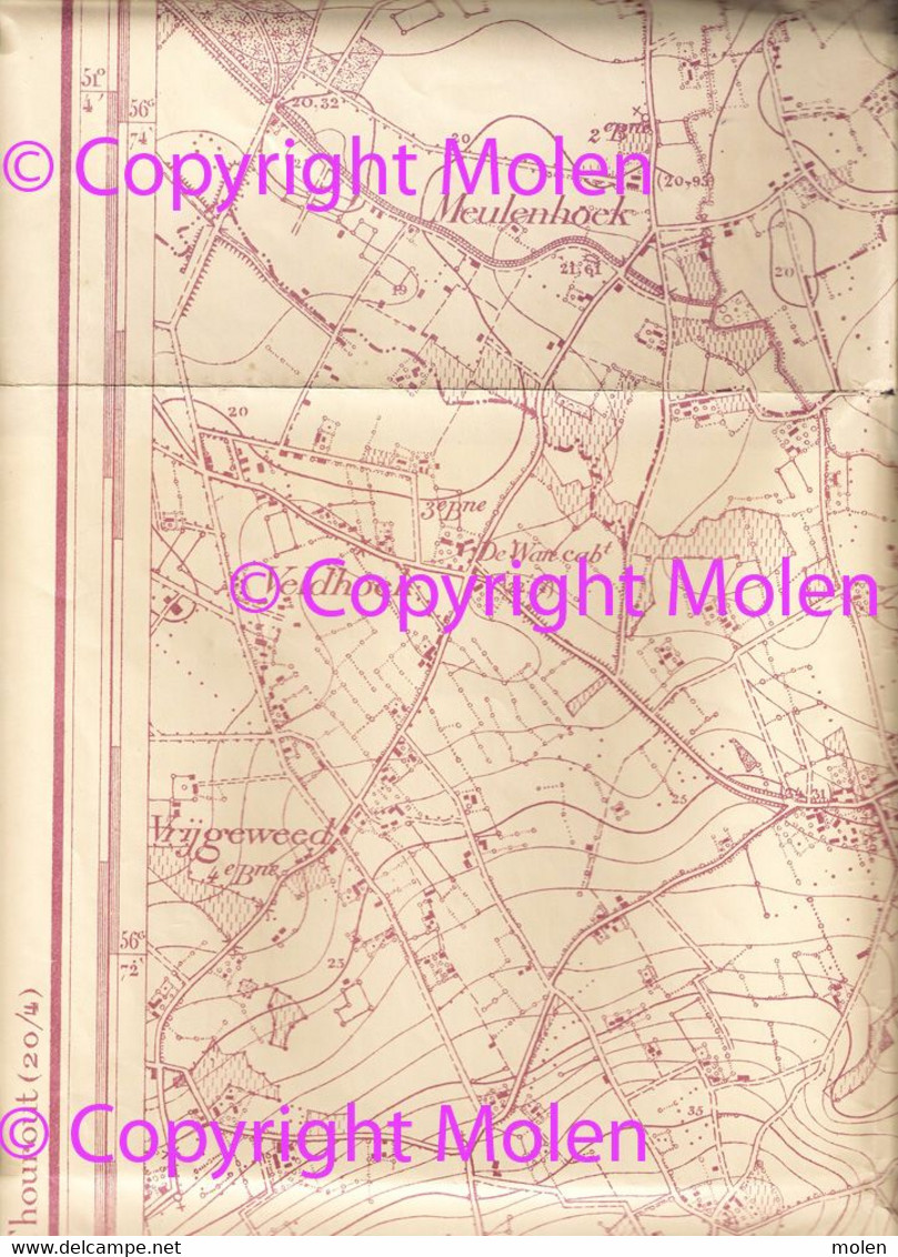 Uit ©1928 STAFKAART WINGENE ZWEVEZELE KOOLSKAMP EGEM EGEMKAPEL WULFHOEK OUMUNKE PEERSTALLE ZESWEGE RUDDERVOORDE S251