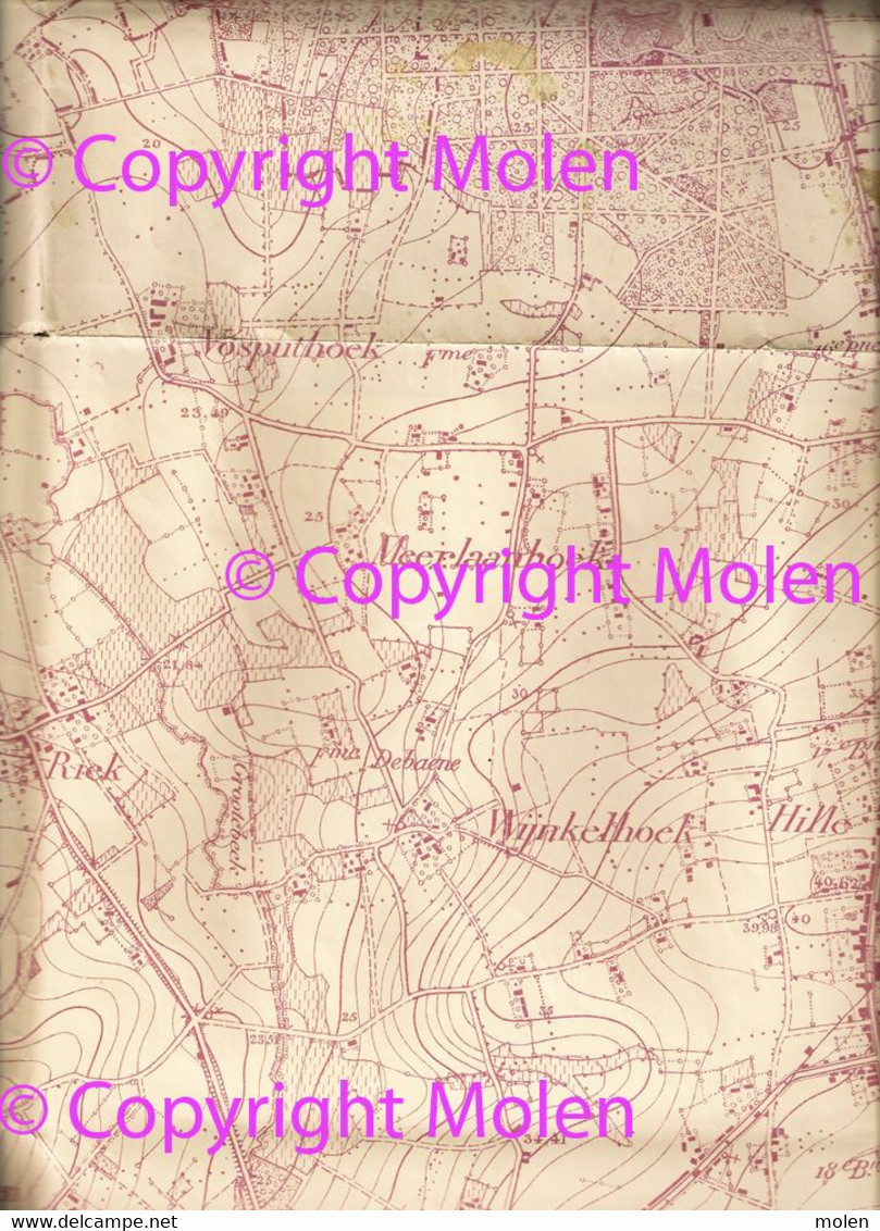 Uit ©1928 STAFKAART WINGENE ZWEVEZELE KOOLSKAMP EGEM EGEMKAPEL WULFHOEK OUMUNKE PEERSTALLE ZESWEGE RUDDERVOORDE S251