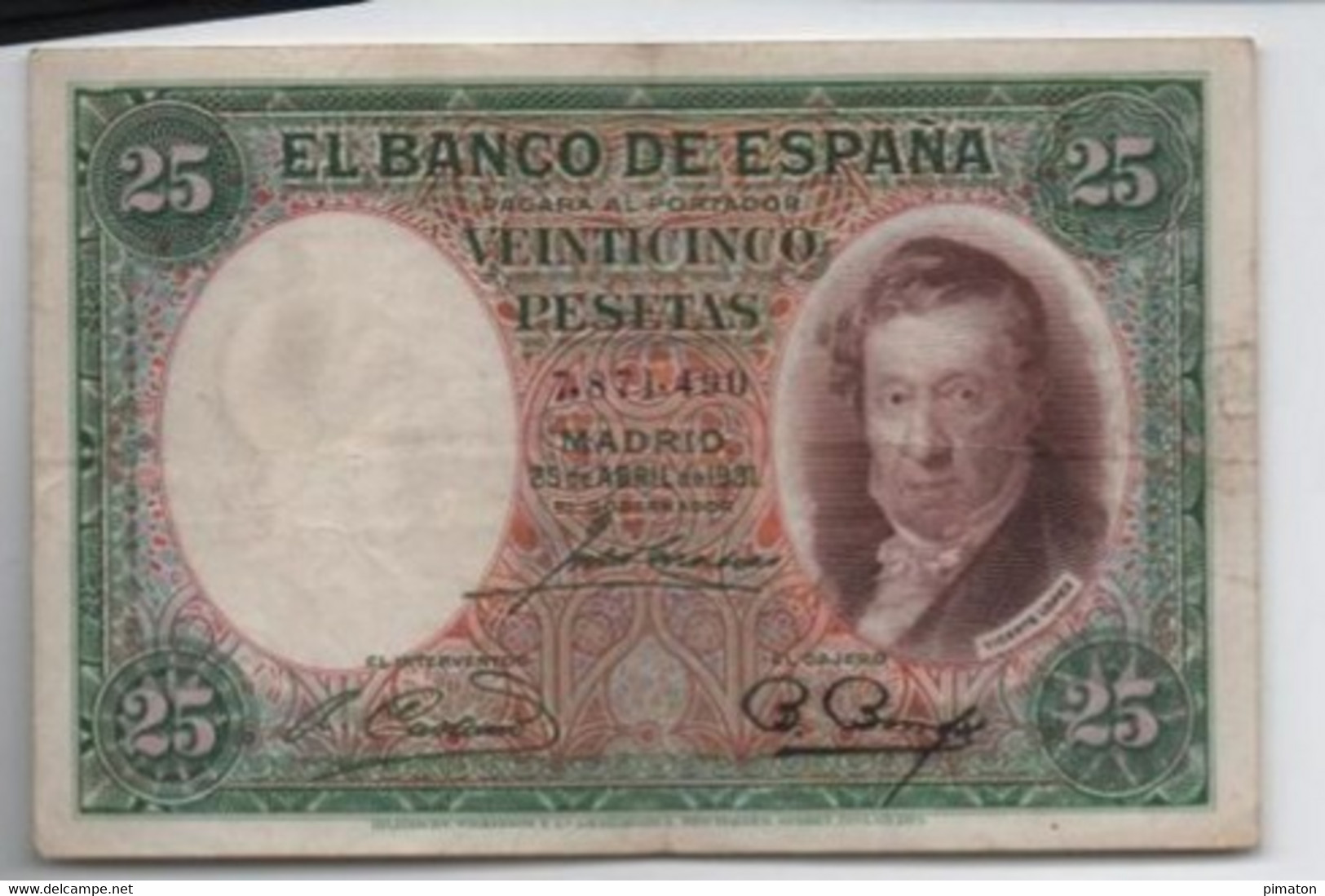 25 PESETAS ( 1931 ) - 25 Peseten