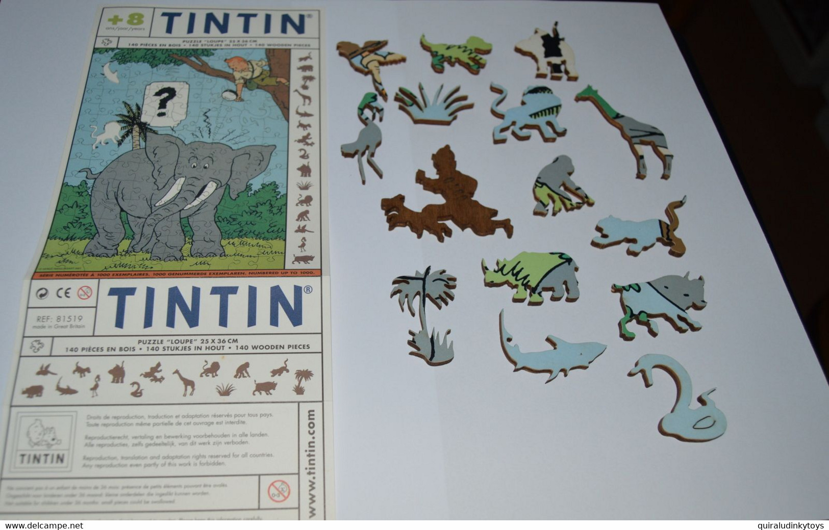 TINTIN "LOUPE" RARE PUZZLE EN BOIS SERIE NUMEROTEE 970/1000 Complet Et En Bon état - Puzzles