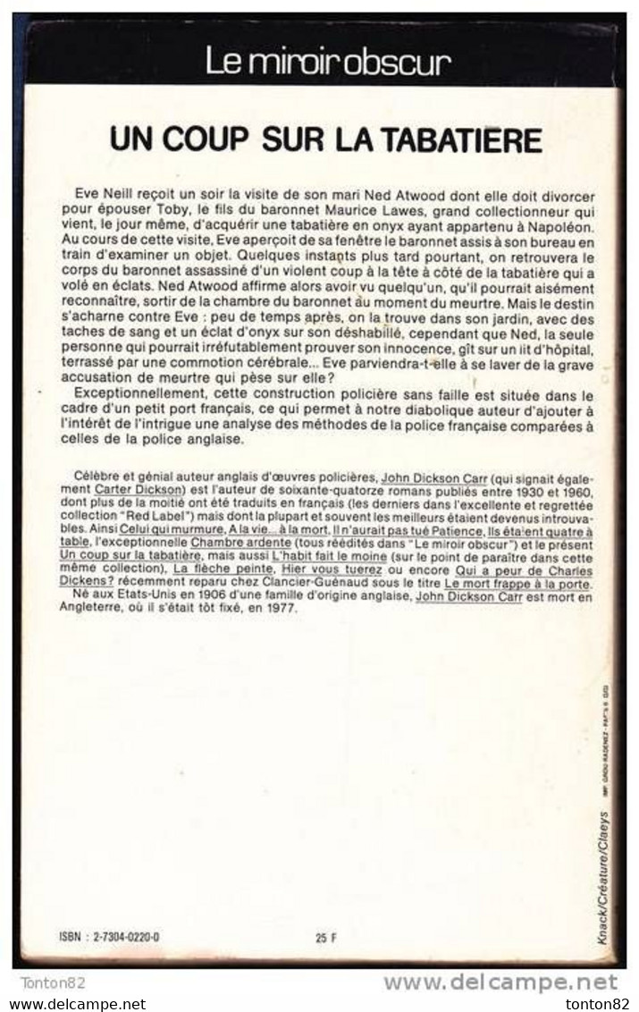 NéO  68 -  Un Coup Sur La Tabatière - John Dickson CARR - ( 1983 ) . - NEO Nouvelles Ed. Oswald