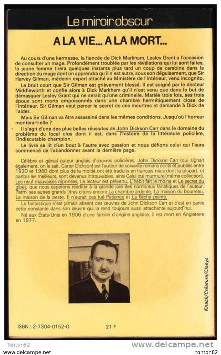 NéO  44 - À La Vie ... à La Mort ...  - John Dickson CARR - ( 1982 ) . - NEO Nouvelles Ed. Oswald