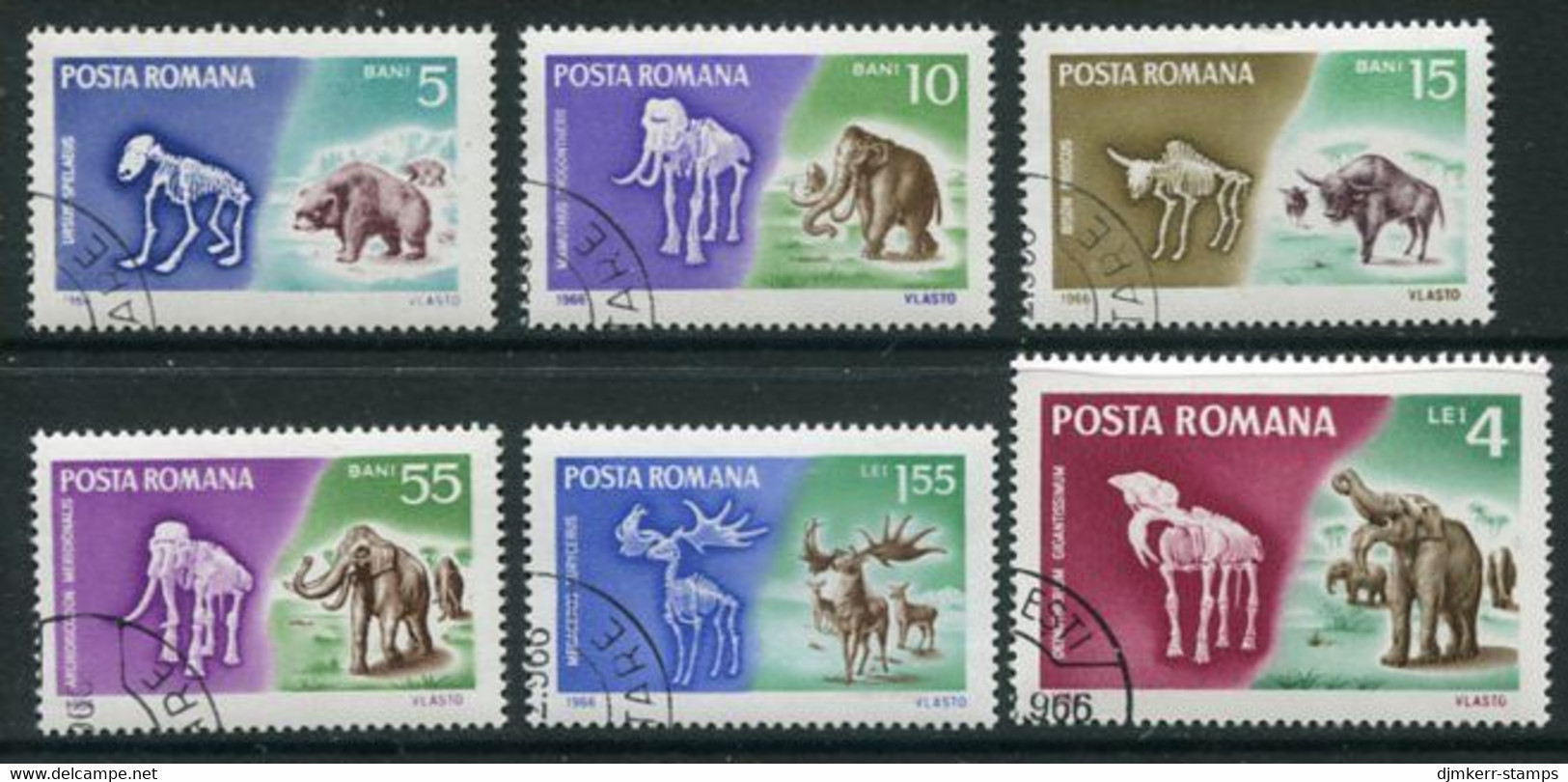 ROMANIA 1966 Prehistoric Mammals Used.  Michel 2553-69 - Gebraucht