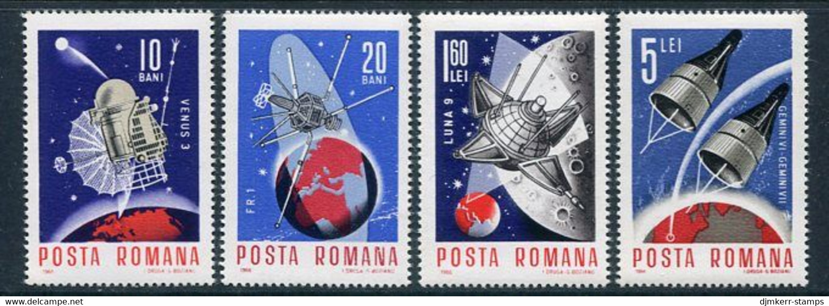 ROMANIA 1966 Space Projects MNH / **.  Michel 2509-12 - Unused Stamps