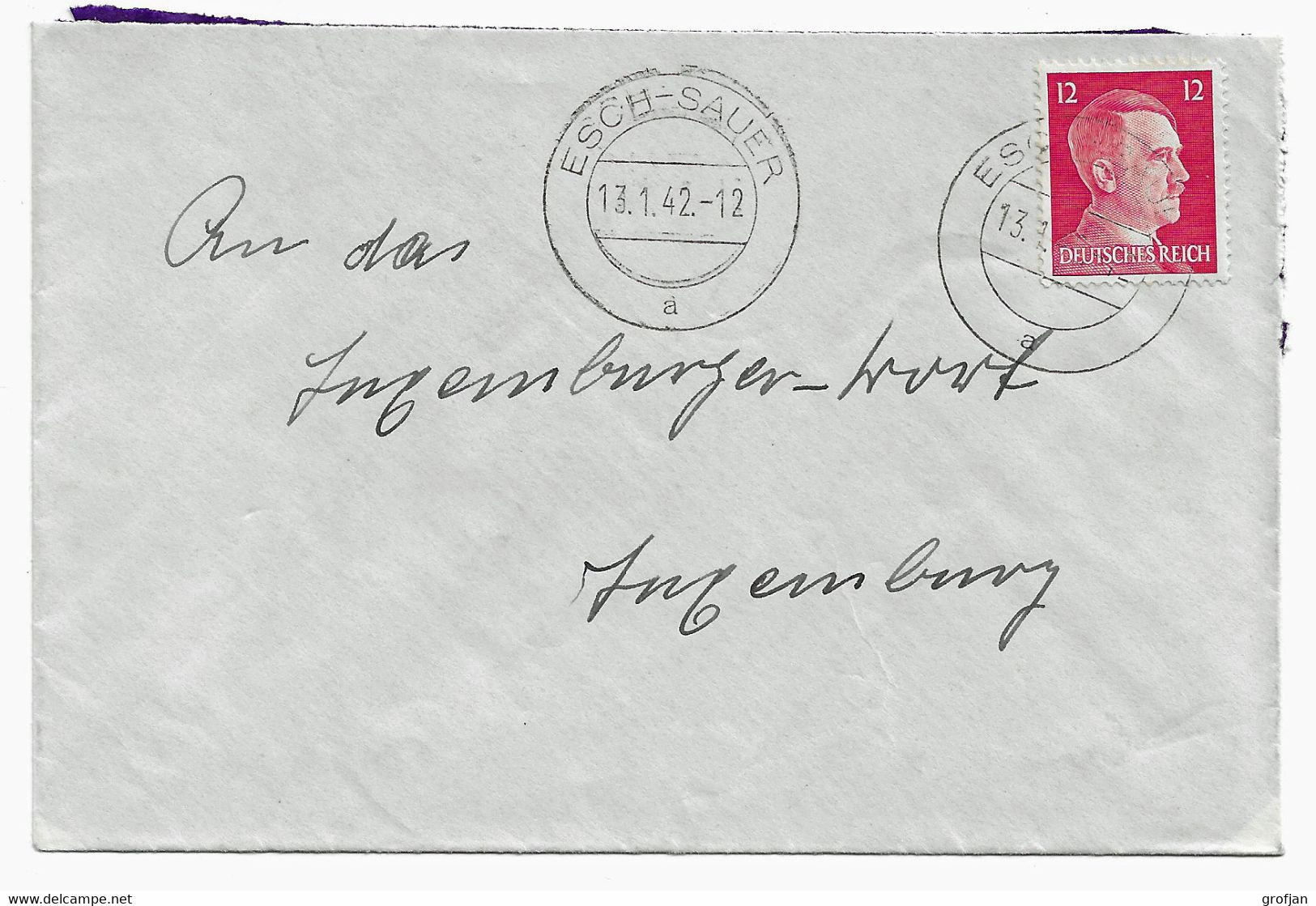Besatzung Deutsches Reich 5 Briefe WWII 1942 Esch/Sûre - Pétange - Belvaux - Wilwerwiltz - Clervaux - 1940-1944 Duitse Bezetting