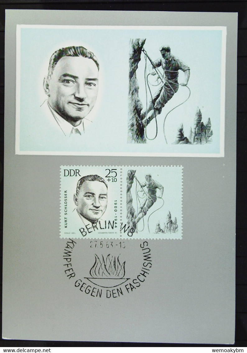 DDR: 5 FDC-Ersttagsblätter Vom 27.5.63 So-St. BERLIN W 8 KÄMPFER GEGEN DEN FASCHISMUS Knr: 958-962 Mit ZwFelder - 1e Dag FDC (vellen)