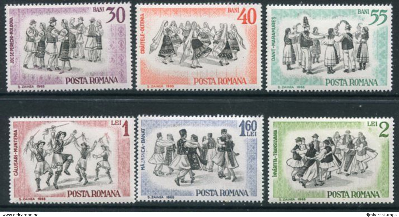 ROMANIA 1966 Traditional Folk  Dances MNH / **.  Michel 2487-92 - Nuovi