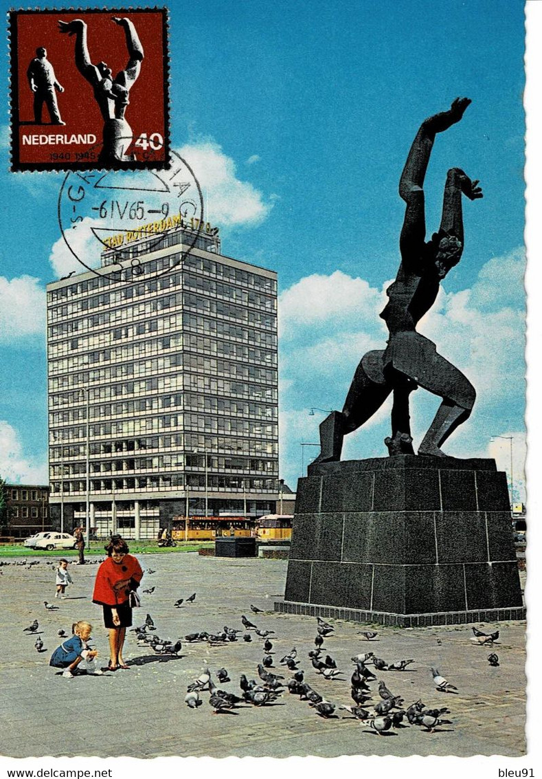 CARTE MAXIMUM PAYS BAS 1965 MONUMENT MAI 1940 ROTTERDAM - Cartoline Maximum