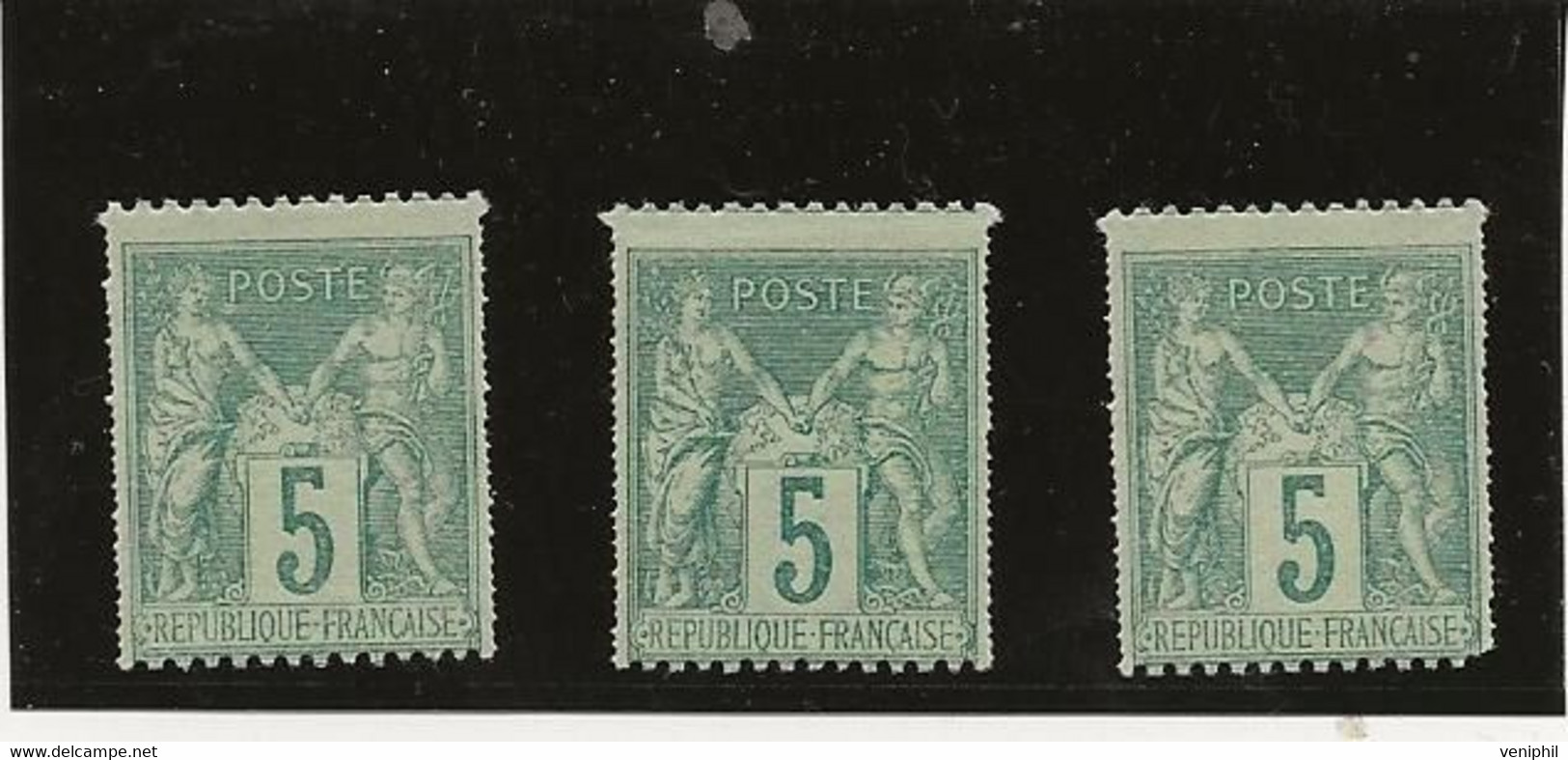 TYPE SAGE - N° 102 -3 EXEMPLAIRES NEUFS SANS CHARNIERE AVEC VARIETE DE PIQUAGE SUR LES COTES - ANNEE 1898 - COTE : 135 € - 1876-1898 Sage (Tipo II)