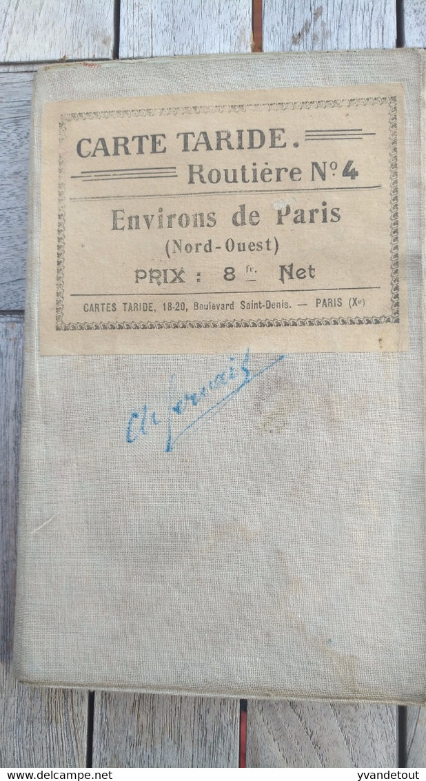 Carte Taride Sur Toile. Toilée. France. Environs De Paris N°4 - Cartes Routières