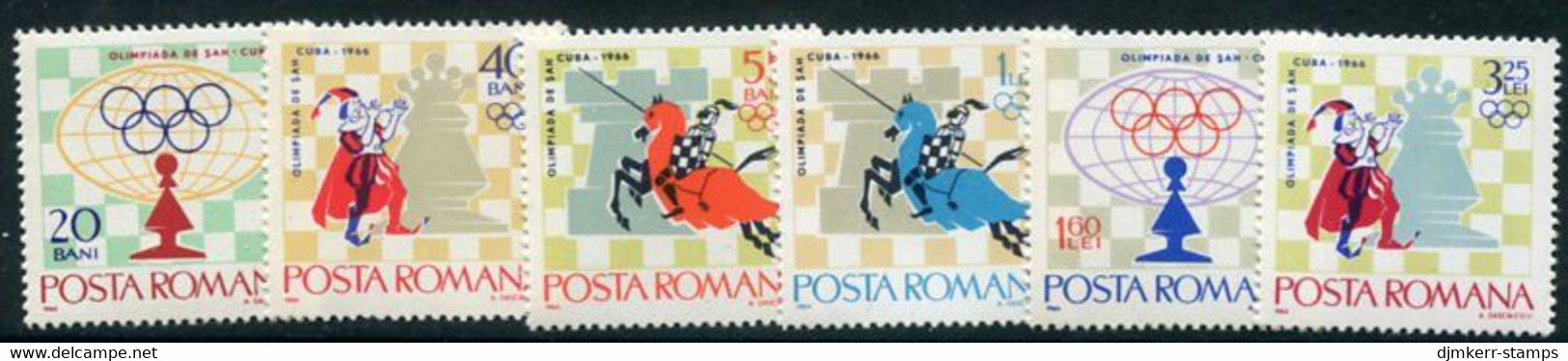 ROMANIA 1966Chess Olympiad MNH / **.  Michel 2478-83 - Nuevos
