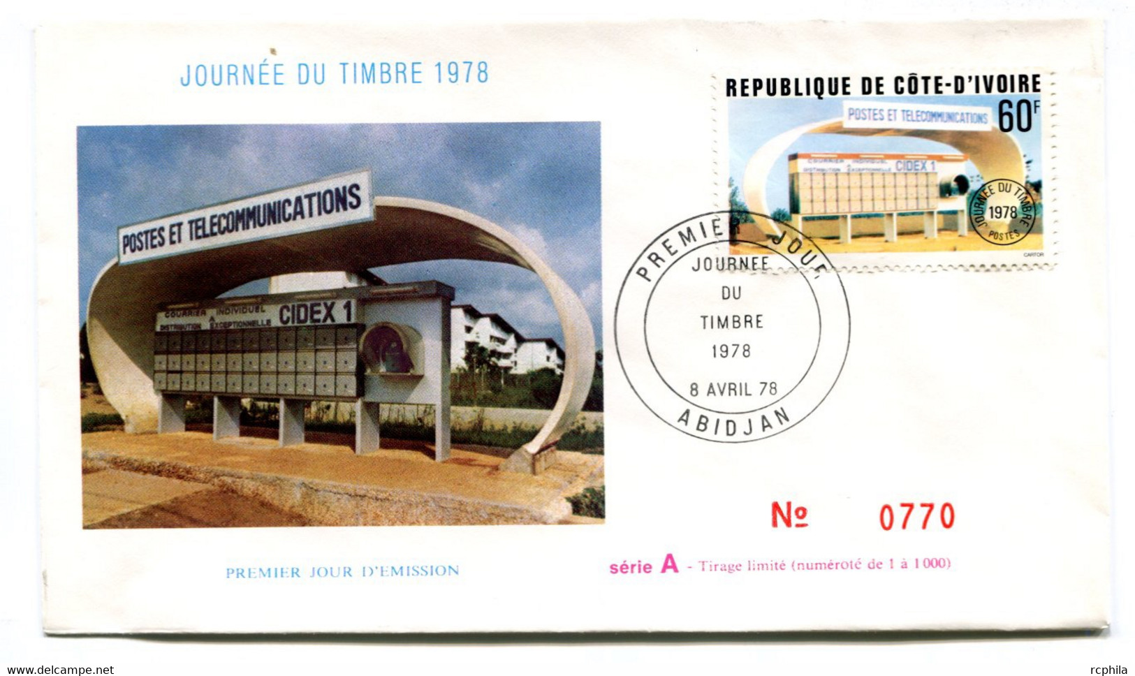 RC 19311 COTE D'IVOIRE N° 450 JOURNÉE DU TIMBRE 1978 FDC 1er JOUR - TB - Ivory Coast (1960-...)