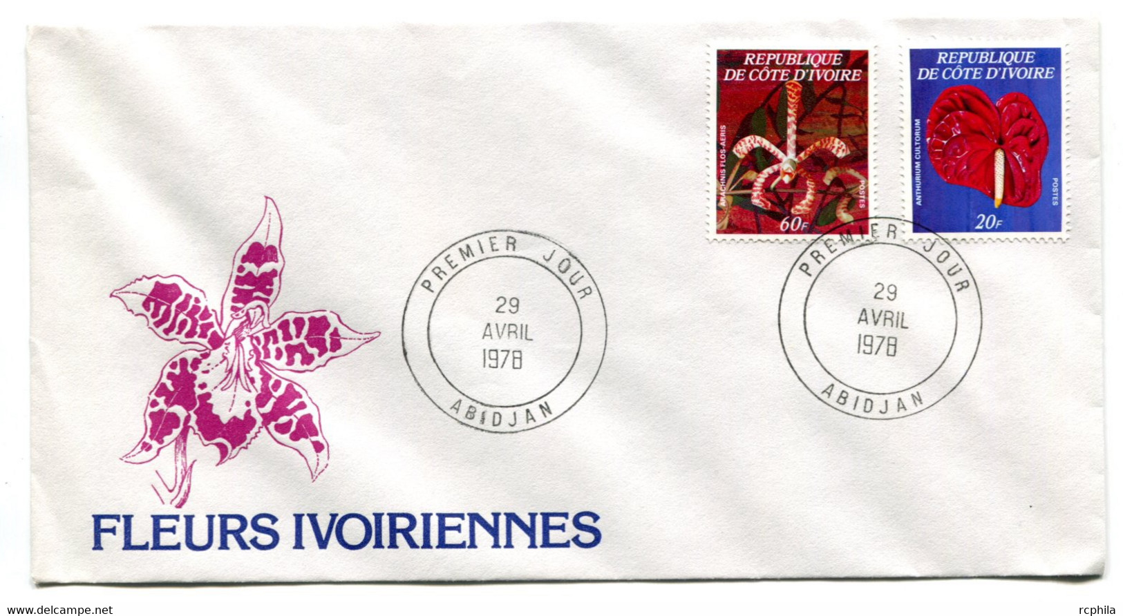 RC 19312 COTE D'IVOIRE N° 465B / 465C FLORE FLEURS ORCHIDÉES IVOIRIENNES 1978 FDC 1er JOUR - TB - Ivory Coast (1960-...)