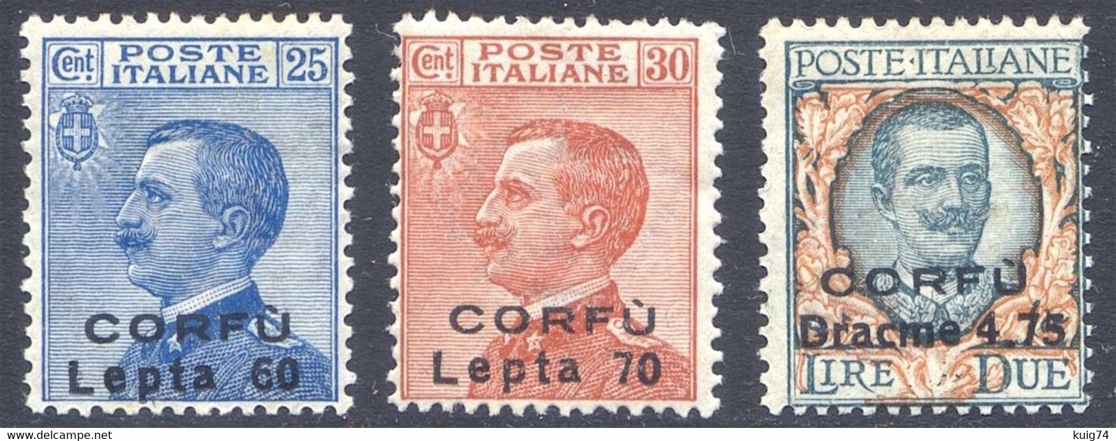 1923 CORFU' N.12/14 NON EMESSI NUOVI*/** GOMMA INTEGRA O TRACCIA DI LINGUELLA QUASI INVISIBILE LUSSO - MNH/MVLH LUXUS - Korfu