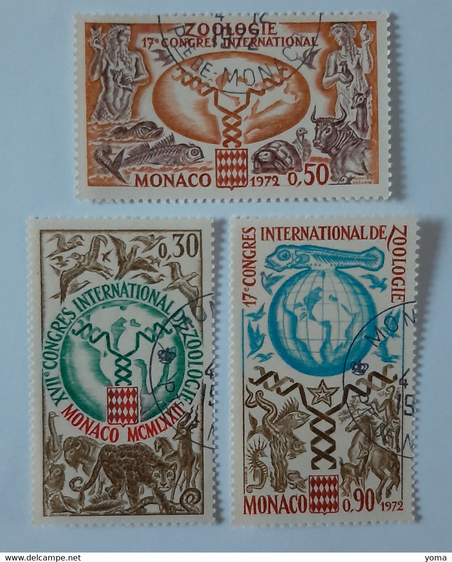 N° 894 à 896       Congrès International De Zoologie à Monaco 1972 - Usados