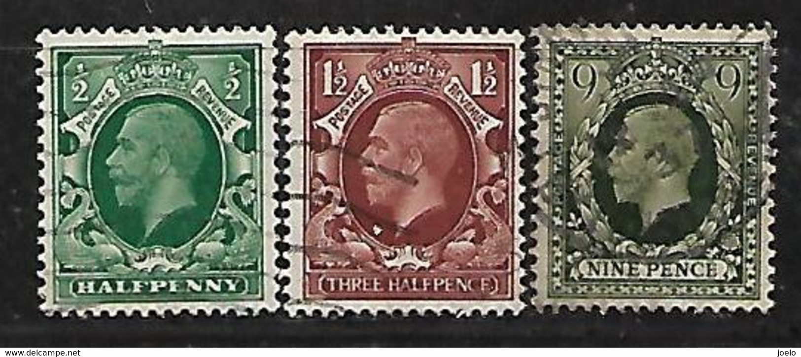 GB  1934-6  KGV DEFINITIVES SOLID BACKGROUND TRIO TO 9p - Non Classés